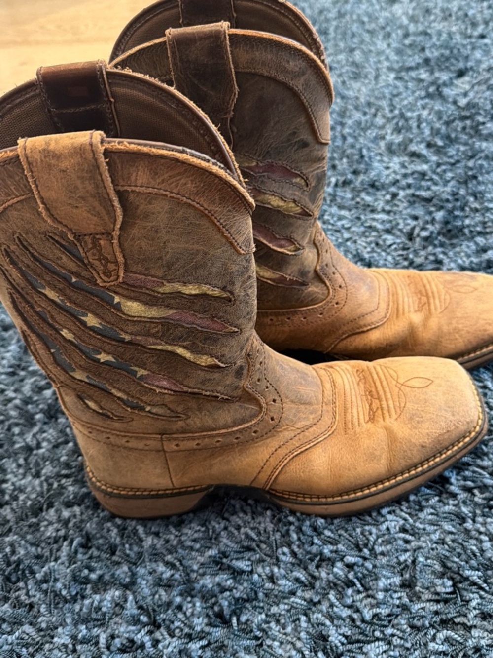 Men's Brown Leather Western Cowboy Boots with Decorative Cutouts